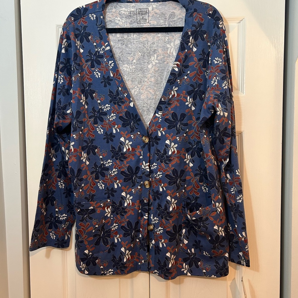 Hastings & Smith Blue Floral Button Front Cardigan Jacket Size 2X - Picture 4 of 8